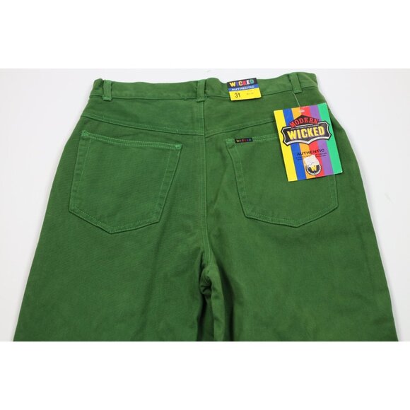 Deadstock Vtg 90s Streetwear Mens 31x34 Baggy Fit Skateboard Jeans Grass Green - Picture 9 of 14